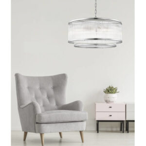 Lampa Wisząca Sergio Żyrandol Szklany Złoty Chrom