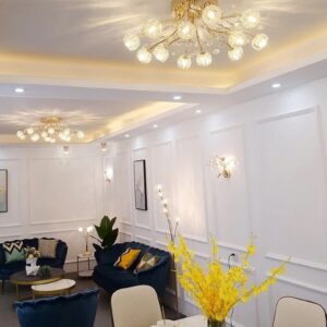 Nowoczesna Szklana Lampa Sufitowa Garden Żyrandol Glamour Złoty