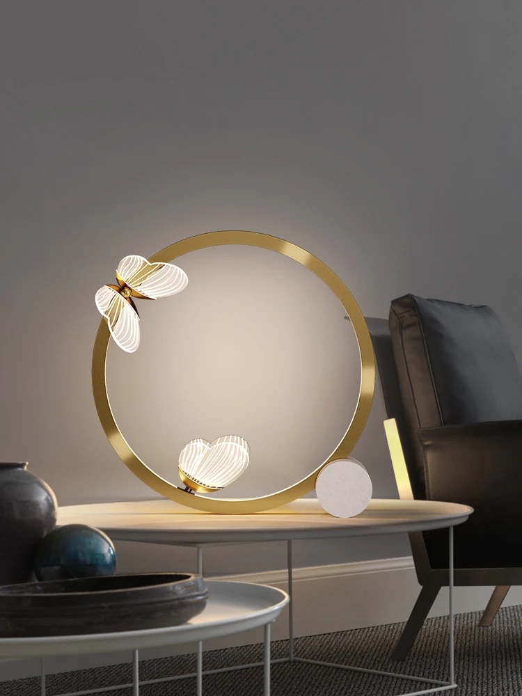Nowoczesna Lampa Stołowa Ring Butterfly LED Glamour Motyl