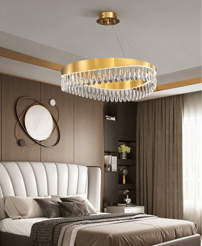 Nowoczesna Lampa Wisząca Drop Żyrandol Złoty Glamour - obrazek 2