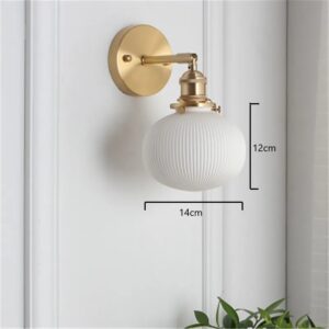 Skandynawska Ceramiczna Lampa Ścienna Argon Kinkiet Złoty