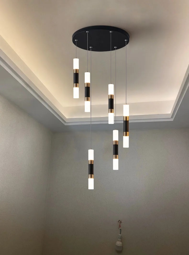 Nowoczesna Lampa Wisząca Basalt Żyrandol Czarny Tuba LED - obrazek 4