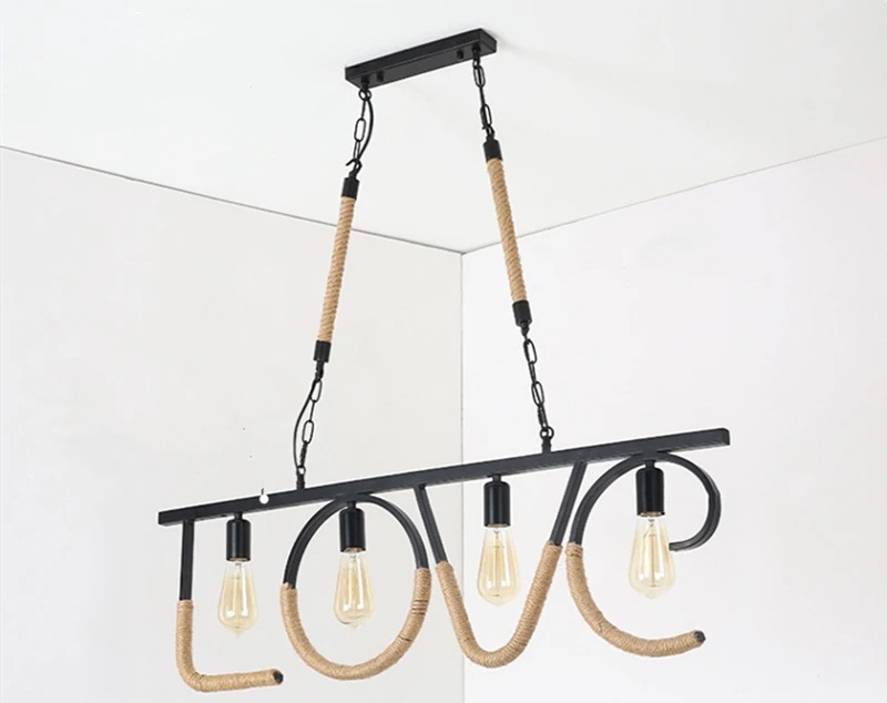 Lampa Wisząca Z Liny Jutowej LOVE Rustykalna - obrazek 8