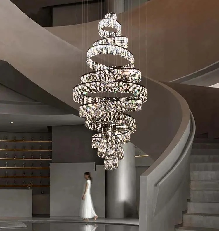 Nowoczesna Kryształowa Lampa Wisząca Waterfall Żyrandol Glamour - obrazek 11