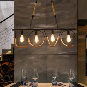 Lampa Wisząca Z Liny Jutowej LOVE Rustykalna