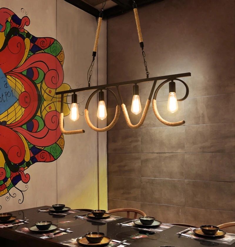 Lampa Wisząca Z Liny Jutowej LOVE Rustykalna - obrazek 4