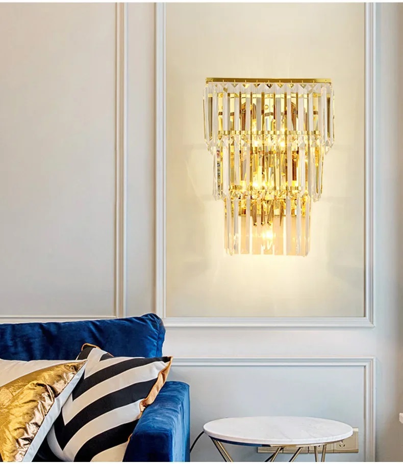 Nowoczesna Kryształowa Lampa Ścienna Lester Kinkiet Glamour