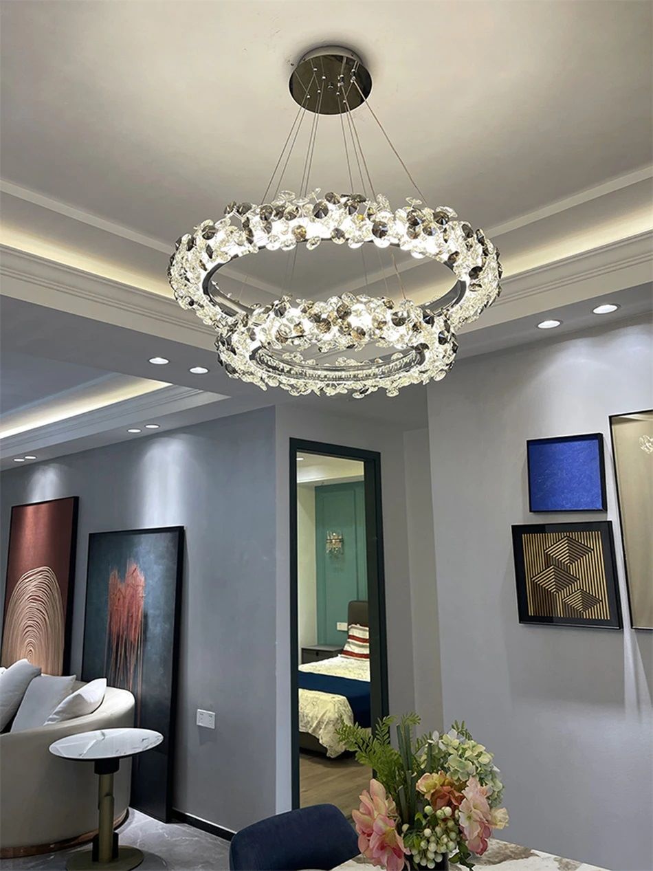 Nowoczesna Kryształowa Lampa Wisząca Rime Żyrandol Chrom - obrazek 2