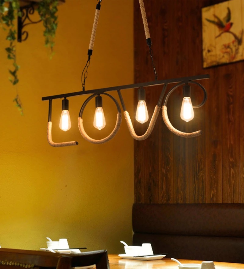 Lampa Wisząca Z Liny Jutowej LOVE Rustykalna - obrazek 5