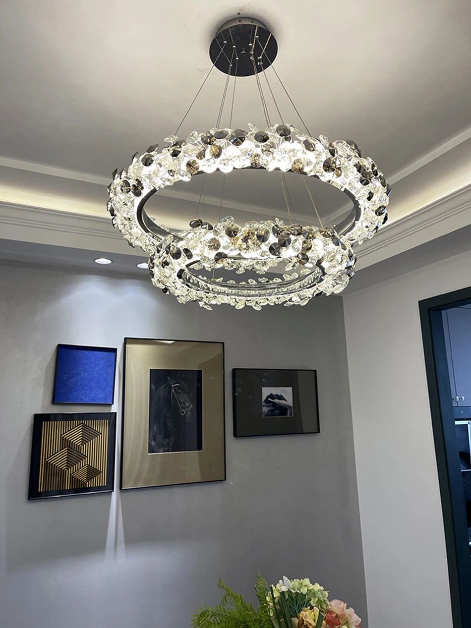 Nowoczesna Kryształowa Lampa Wisząca Rime Żyrandol Chrom - obrazek 3