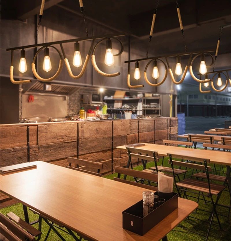 Lampa Wisząca Z Liny Jutowej LOVE Rustykalna - obrazek 6