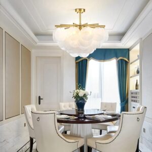 Nowoczesna Szklana Lampa Wisząca Tokio Żyrandol Złoty Glamour