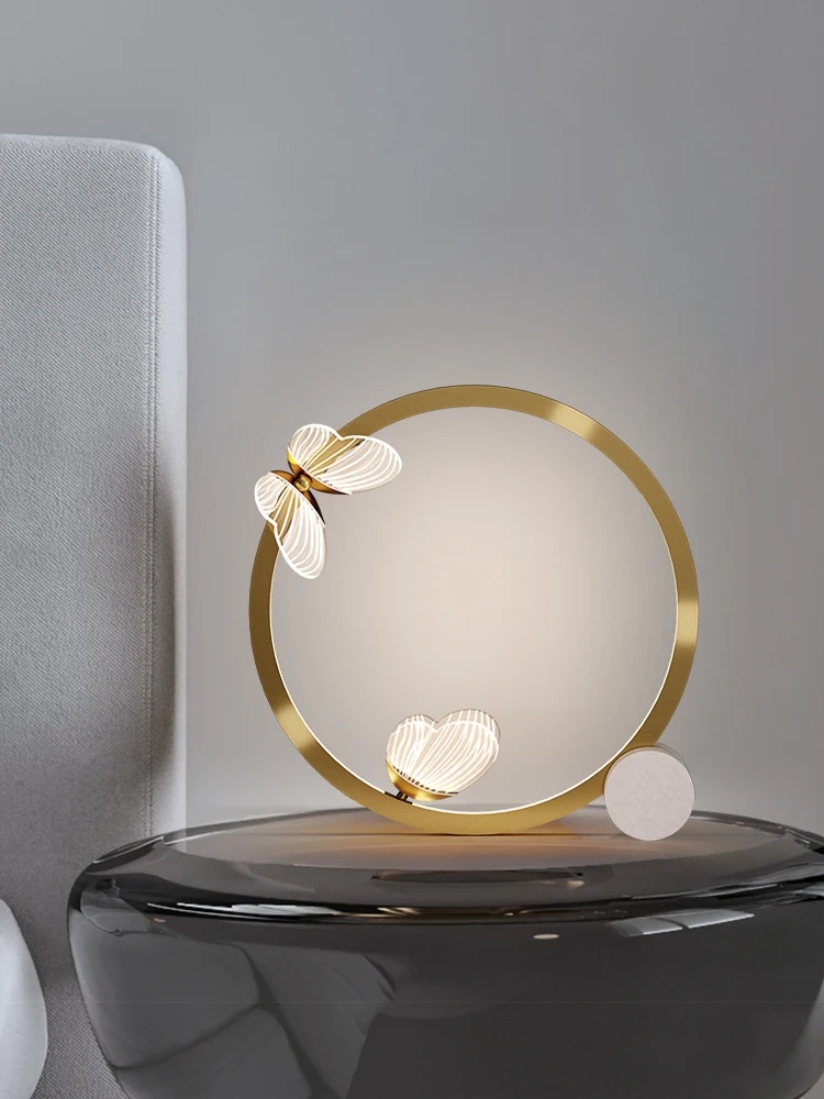 Nowoczesna Lampa Stołowa Ring Butterfly LED Glamour Motyl - obrazek 2