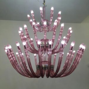 Kryształowa Lampa Wisząca Bohemia Żyrandol Glamour Fioletowy