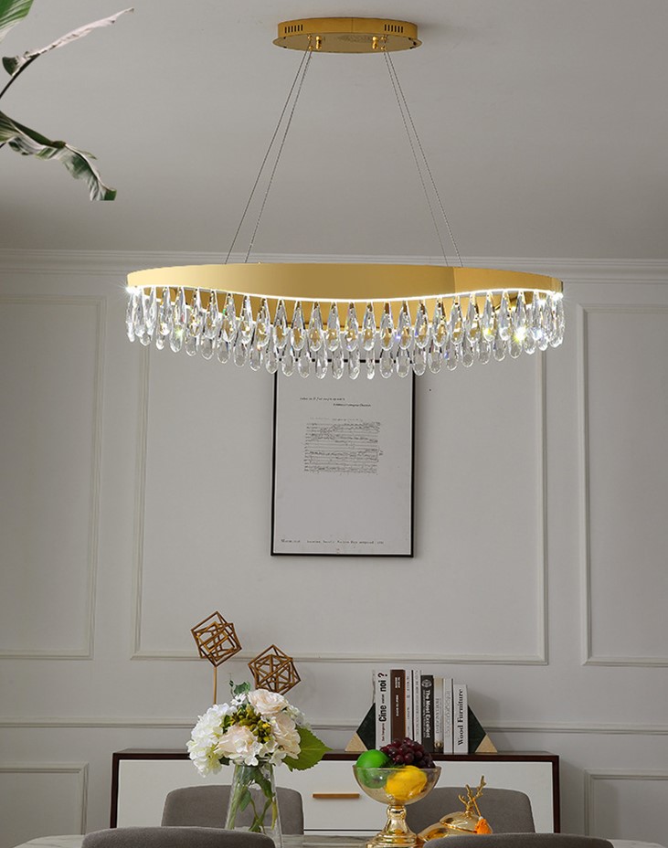 Nowoczesna Lampa Wisząca Drop Żyrandol Złoty Glamour - obrazek 5