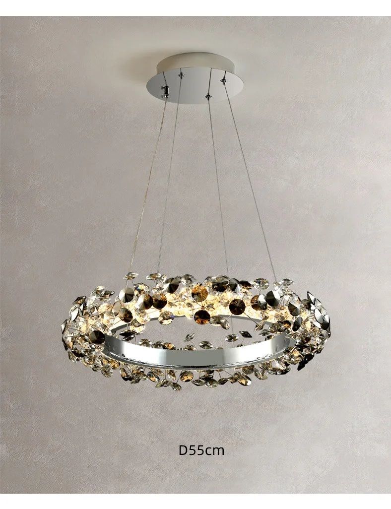 Nowoczesna Kryształowa Lampa Wisząca Rime Żyrandol Chrom - obrazek 7