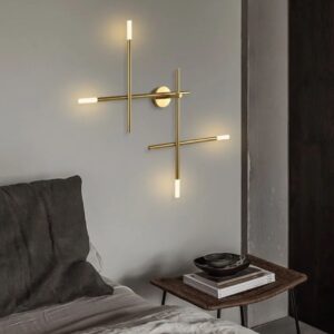 Nowoczesna Lampa Ścienna Brockton Kinkiet Loft Złota 83cm