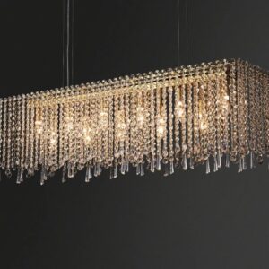 Kryształowa Podłużna Lampa Wisząca Prisma Żyrandol Glamour