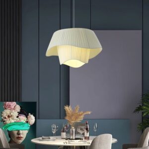 Klasyczna Skandynawska Materiałowa Lampa Wisząca Coco Luce w Kolorze Kremowym i Białym