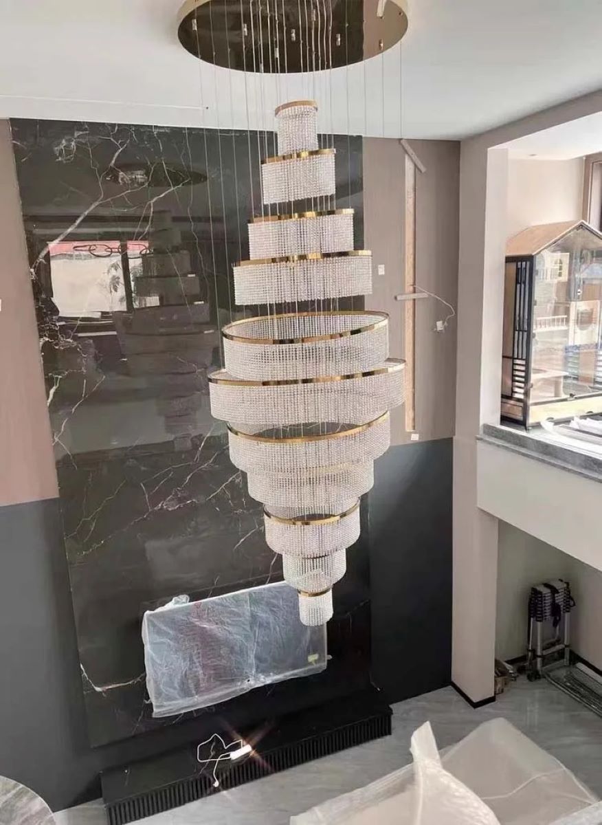 Nowoczesna Kryształowa Lampa Wisząca Waterfall Żyrandol Glamour - obrazek 3