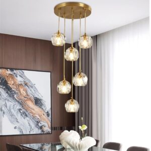 Kryształowa Okrągła Lampa Wisząca Moonshadow Żyrandol Złoty