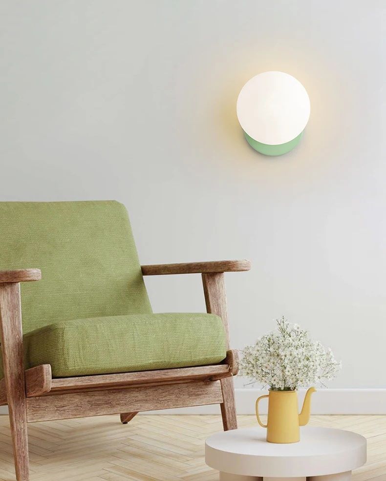 Nowoczesna Metalowa Lampa Ścienna Ball Kinkiet Szklana Kula - obrazek 2