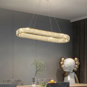 Żyrandol kryształowy punktowy zwis owal gustowny