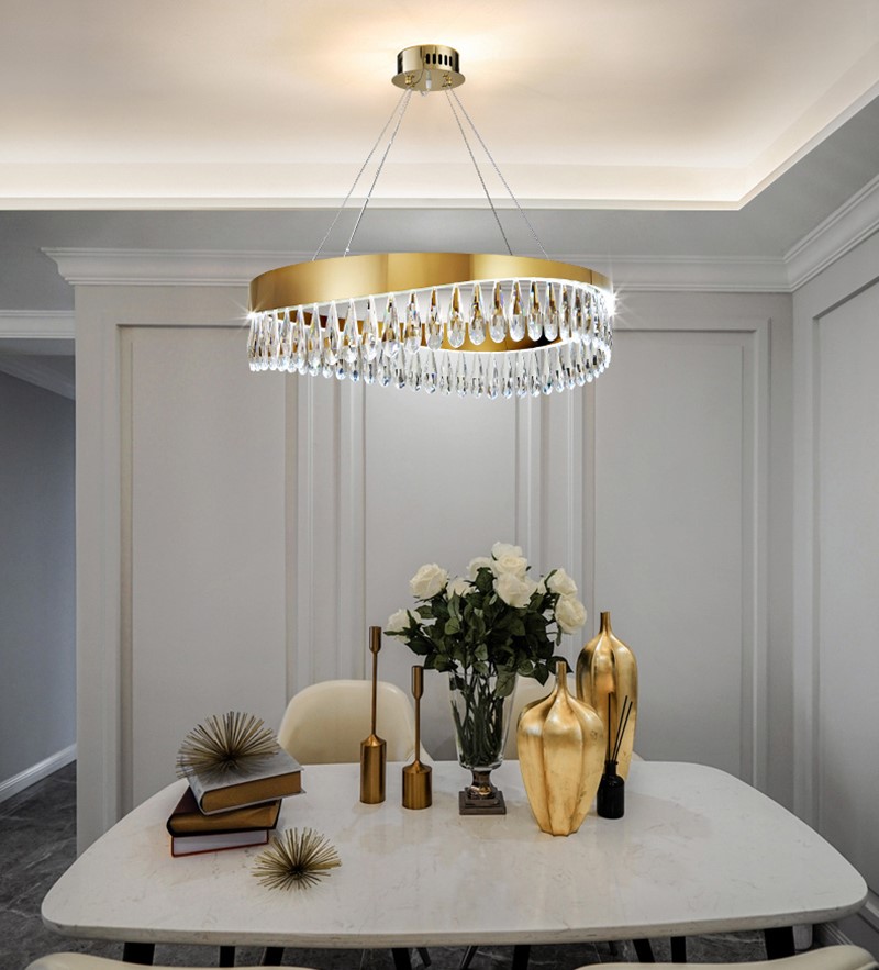 Nowoczesna Lampa Wisząca Drop Żyrandol Złoty Glamour - obrazek 3