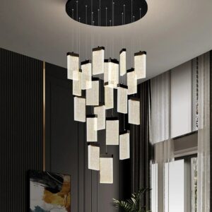 Nowoczesna Lampa Wisząca Prostokąty Żyrandol Czarny LED