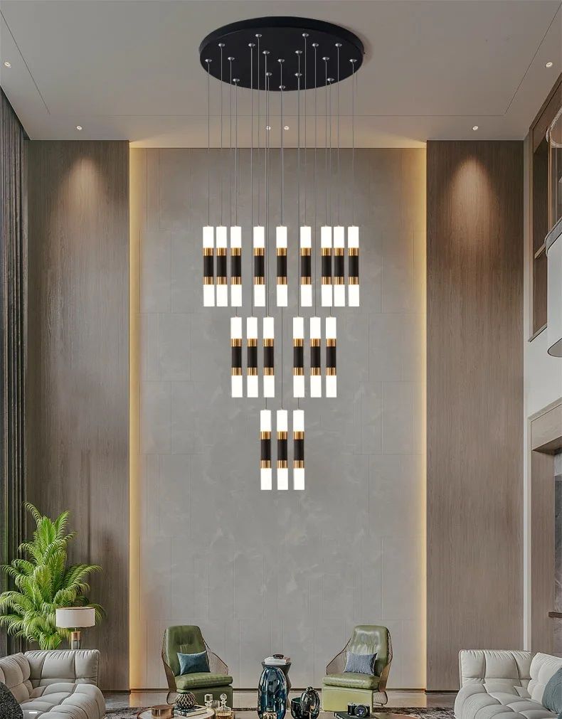 Nowoczesna Lampa Wisząca Basalt Żyrandol Czarny Tuba LED