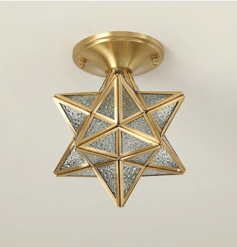 Nowoczesna Szklana Lampa Sufitowa Star Złota - obrazek 2