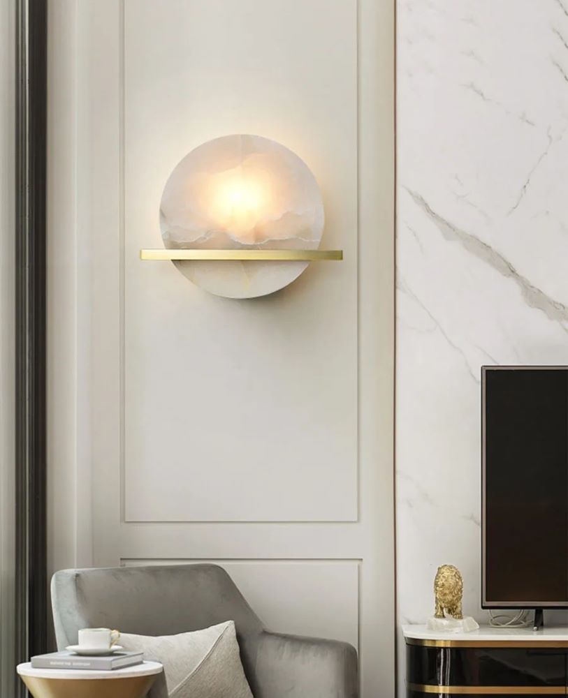 Nowoczesna Marmurowa Okrągła Lampa Ścienna Marmo Kinkiet