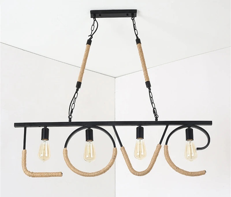 Lampa Wisząca Z Liny Jutowej LOVE Rustykalna - obrazek 11