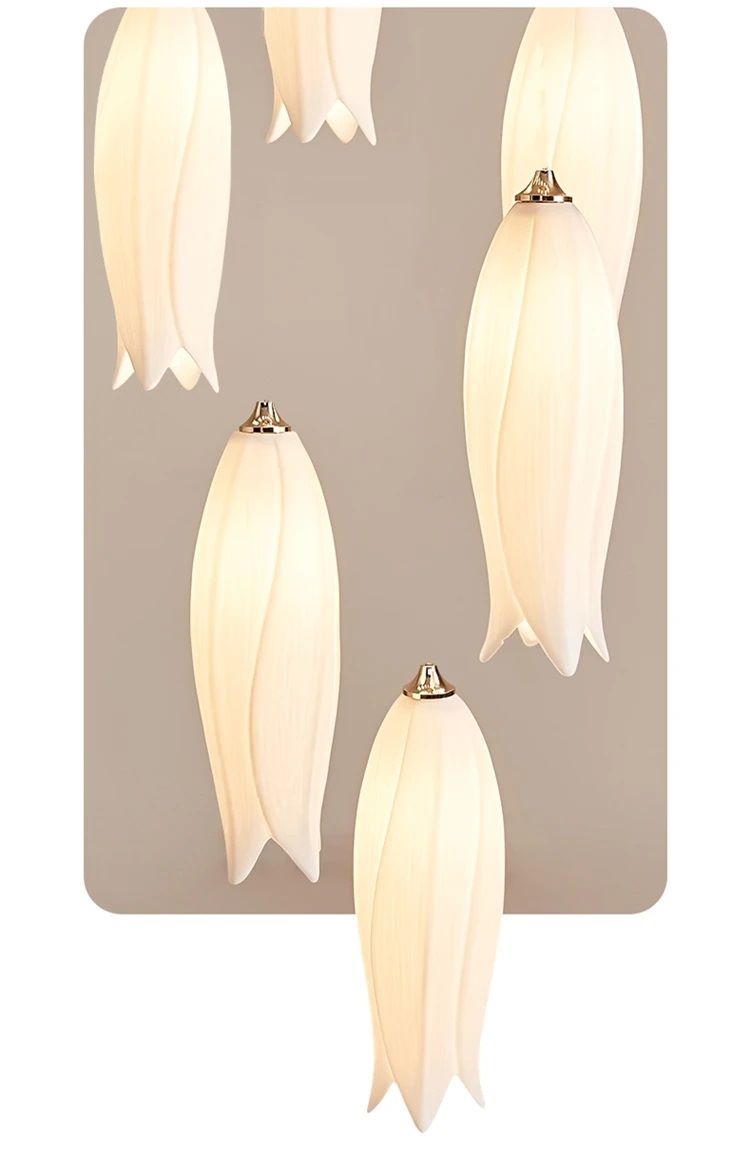 Szklana Lampa Wisząca Tulip Kwiat Biały Wisiorek - obrazek 5