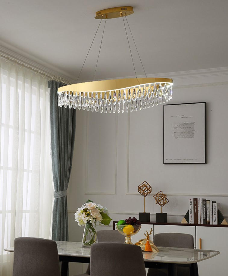 Nowoczesna Lampa Wisząca Drop Żyrandol Złoty Glamour - obrazek 6
