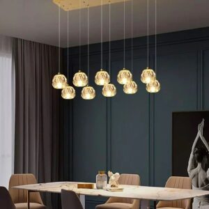 Kryształowa Podłużna Lampa Wisząca Moonshadow Złota