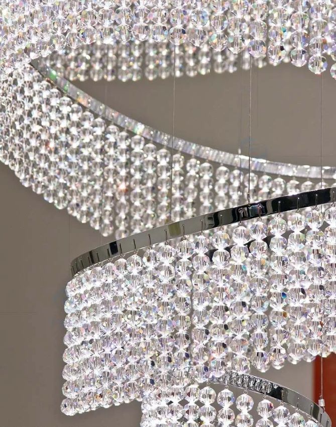 Nowoczesna Kryształowa Lampa Wisząca Waterfall Żyrandol Glamour - obrazek 7