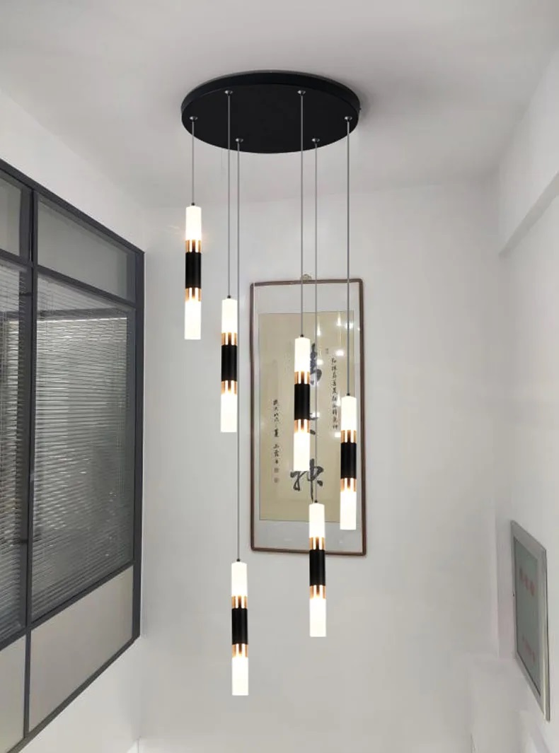 Nowoczesna Lampa Wisząca Basalt Żyrandol Czarny Tuba LED - obrazek 8