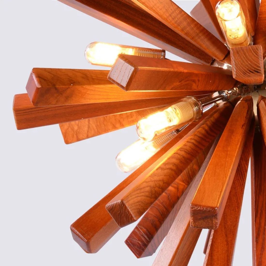 Skandynawska Lampa Wisząca Starburst Żyrandol Drewniany Boho - obrazek 7