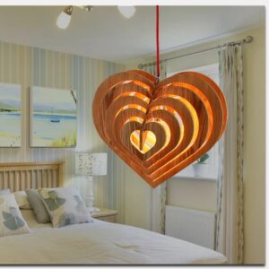 Drewniana Lampa Wisząca Serce Łezka Boho