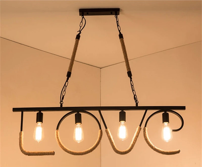 Lampa Wisząca Z Liny Jutowej LOVE Rustykalna - obrazek 9