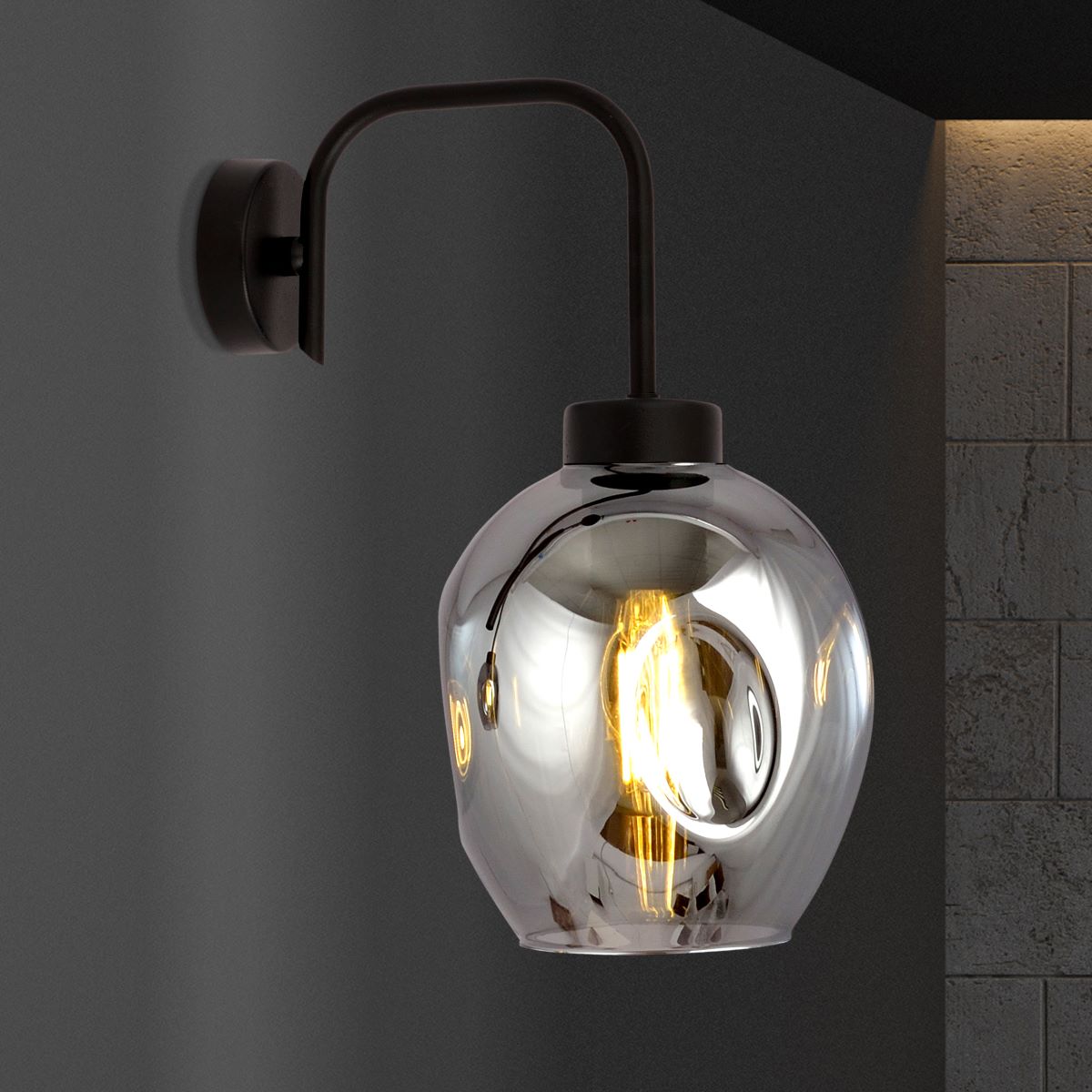 Klasyczna Lampa Ścienna Lukka Kinkiet Szklany