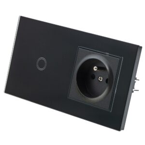 Dotykowy Szklany Włącznik Światła Gniazdo z Bolcem Pojedynczy