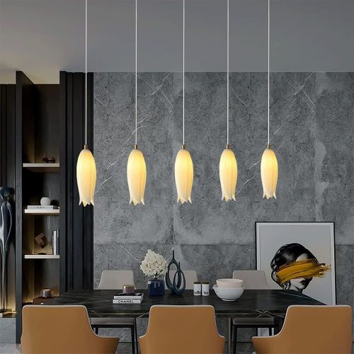 Szklana Lampa Wisząca Tulip Kwiat Biały Wisiorek - obrazek 2