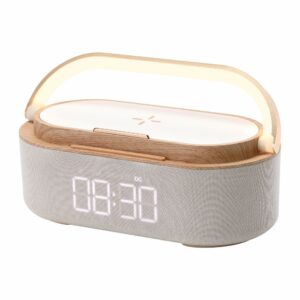 Zegar Budzik Głośnik Bluetooth Bezprzewodowa Ładowarka