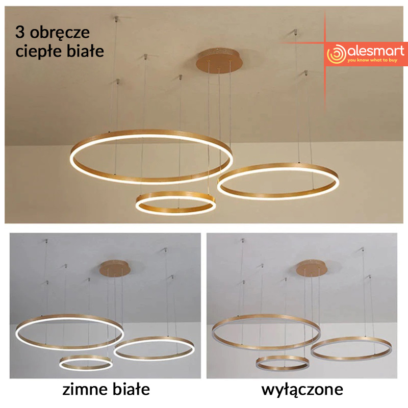 Lampa Wisząca Ring LED 2/3/4/5 Żyrandol Nowoczesny - obrazek 10