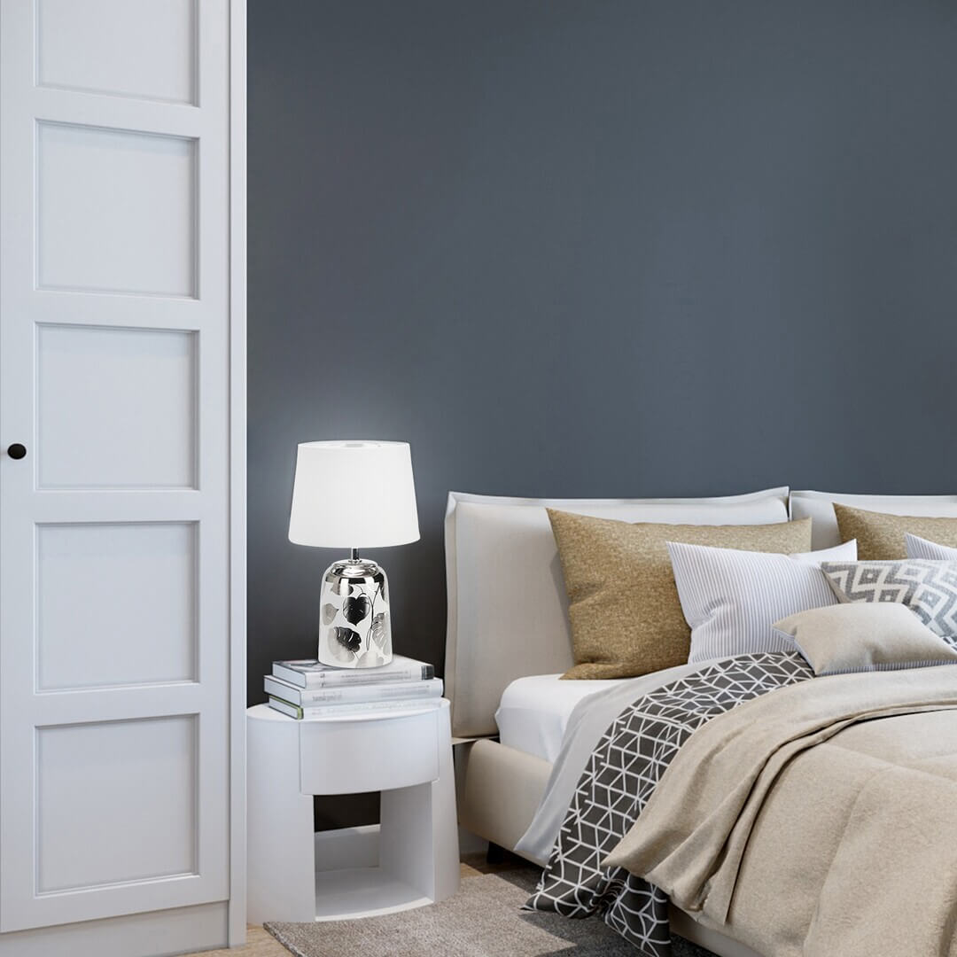 Stylowa Lampa Stołowa Floral Czarna Biała - obrazek 2