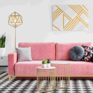 Industrialna Lampa Stojąca Cage Loft Złota