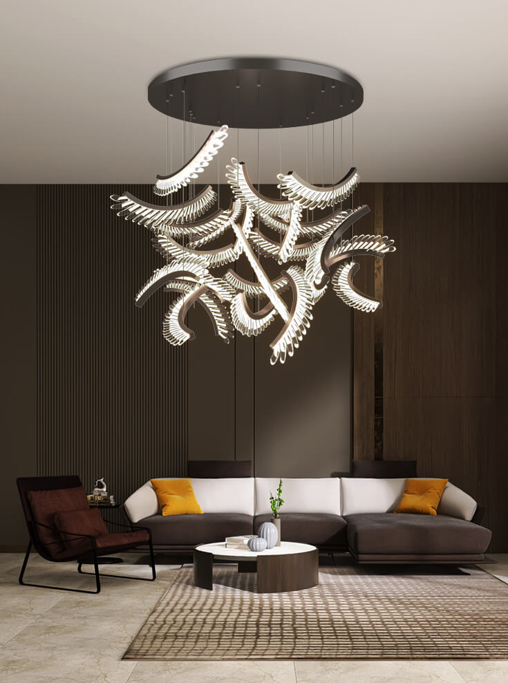 Postmodernistyczna Lampa Sufitowa Art Feather Żyrandol LED