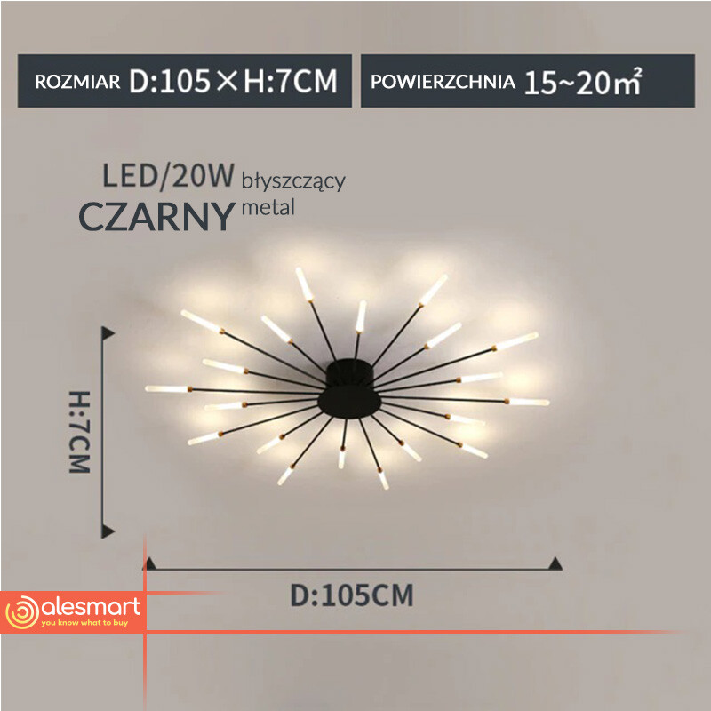 Fajerwerkowy Led Plafon 12-42 Gałęzi Lampa sufitowa - obrazek 7